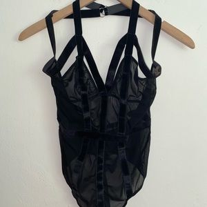 Velvet Strap Strappy Bodysuit NastyGal